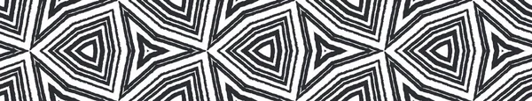 Gestreepte Hand Getekend Naadloos Patroon Zwarte Symmetrische Caleidoscoop Achtergrond Sierlijke — Stockfoto