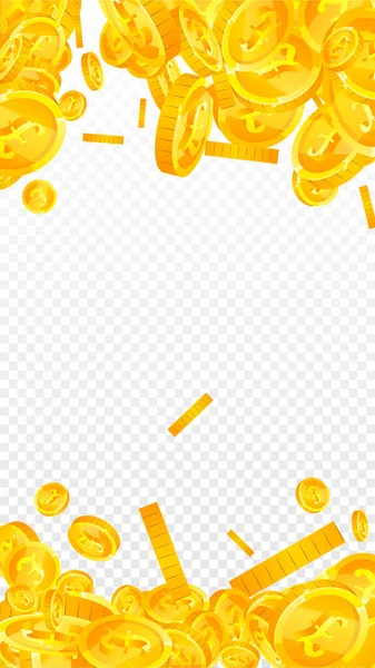 イギリスのポンド硬貨が落ちる 散在する金のGbpコイン イギリスのお金 ジャックポットの富や成功の概念 ベクターイラスト — ストックベクタ
