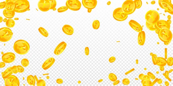 Japanese Yen Coins Falling Scattered Gold Jpy Coins Japan Money — Stockvector