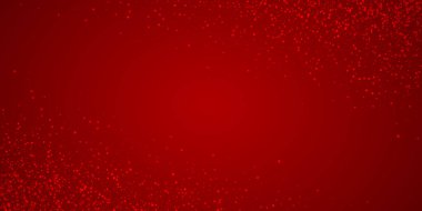 Güzel kar yağışı arkaplanı. İnce uçan kar taneleri ve kırmızı arka plandaki yıldızlar. Güzel kar yağışı şablonu. Geniş vektör illüstrasyonu.