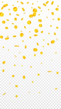 Bitcoin coins falling. Cryptocurrency scattered gold BTC coins. Internet currency. Global financial crisis concept. Vector illustration.