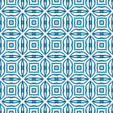 Tekstil hazır akıllara durgunluk veren baskı, mayo kumaş, duvar kağıdı, ambalaj. Mavi muhteşem boho şık yaz tasarımı. El yapımı Arabesk tasarımı. Doğulu arabesk el çizimi sınır.