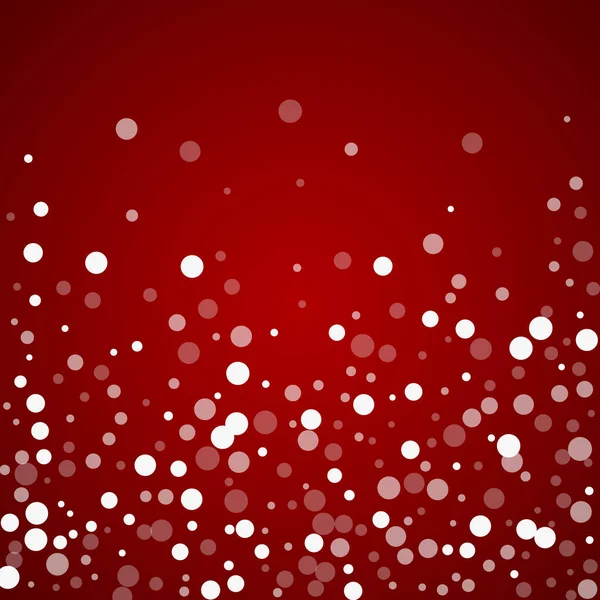 雪のオーバーレイクリスマスの背景 クリスマスの赤い背景に小さな飛行雪のフレークと星 祭りの雪がオーバーレイ 正方形のベクトルイラスト — ストックベクタ