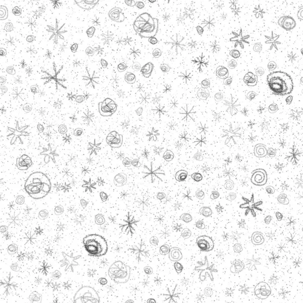 Hand Drawn Snowflakes Christmas Seamless Pattern. Subtle Flying Snow Flakes on chalk snowflakes Background. Amusing chalk handdrawn snow overlay. Indelible holiday season decoration.