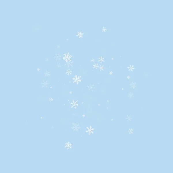 雪のオーバーレイクリスマスの背景 薄緑色の冬の背景に小さな空飛ぶ雪のフレークと星 祭りの雪がオーバーレイ 正方形のベクトルイラスト — ストックベクタ