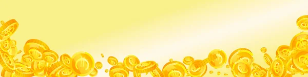 Європейські Монети Євро Падають Розтринькали Золоті Монети Європейські Гроші Глобальна — стоковий вектор