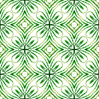 Yaz, egzotik, pürüzsüz sınır. Yeşil tuhaf boho şık yaz tasarımı. Tekstil hazır harika baskı, mayo kumaş, duvar kağıdı, ambalaj. Egzotik, pürüzsüz desen.