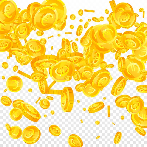 European Union Euro Coins Falling Scattered Gold Eur Coins Europe — Wektor stockowy
