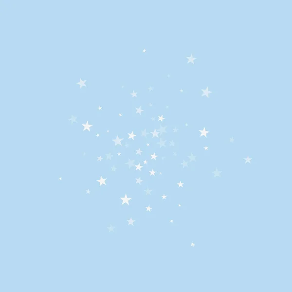 Sneeuwval Overlay Kerst Achtergrond Subtiele Vliegende Sneeuwvlokken Sterren Lichtblauwe Winterachtergrond — Stockvector