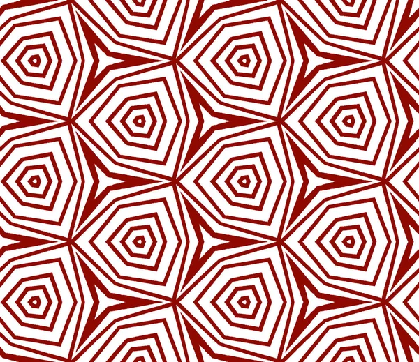 Proužkovaný Ručně Kreslený Vzor Maroon Symetrické Kaleidoskop Pozadí Textilní Hotový — Stock fotografie