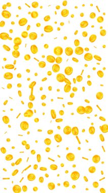 Bitcoin paraları düşüyor. Kripto para birimi etrafa saçılmış altın BTC paralar. İnternet para birimi. Büyük iş başarısı konsepti. Vektör illüstrasyonu.