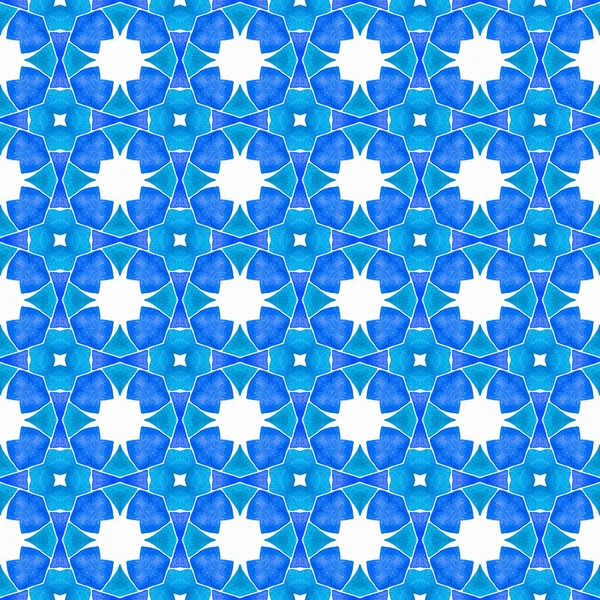 Padrão Aquarela Chevron Azul Extra Boho Design Chique Verão Têxtil — Fotografia de Stock
