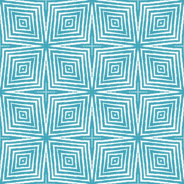Mosaic seamless pattern. Turquoise symmetrical kaleidoscope background. Retro mosaic seamless design. Textile ready authentic print, swimwear fabric, wallpaper, wrapping.