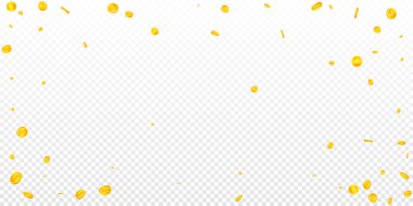 Swiss franc coins falling. Gold scattered CHF coins. Switzerland money. Global financial crisis concept. Wide vector illustration.