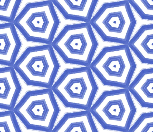Ręcznie Malowany Wzór Etniczny Indygosymetryczne Tło Kalejdoskopu Tekstylia Gotowy Niezwykły — Zdjęcie stockowe