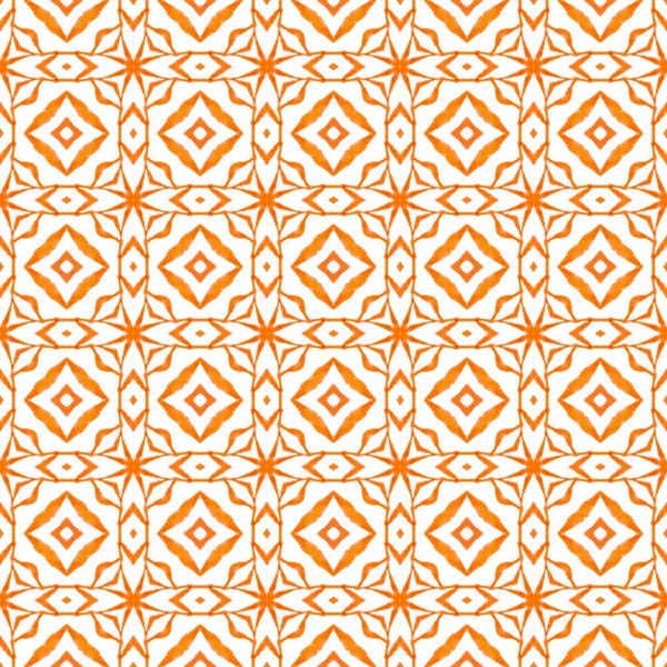 Oriental Arabesque Hand Drawn Border Orange Energetic Boho Chic Summer — Stock Photo, Image