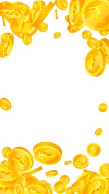 Indian rupee coins falling. Scattered gold INR coins. India money. Jackpot wealth or success concept. Vector illustration. clipart