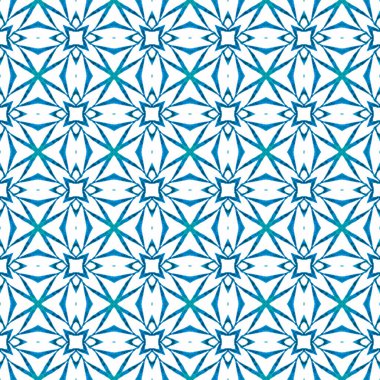 Sembol suluboya deseni. Mavi manyetik boho şık yaz tasarımı. Tekstil hazır moda baskısı, mayo kumaşı, duvar kağıdı, ambalaj. Yeşil geometrik sembolü suluboya kenarı.