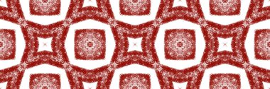 Tekrarlayan kusursuz sınır Ikat. Şarap kırmızısı simetrik kaleydoskop arka planı. Yaz çöreği şekeri desenli. arkaplan için silinebilir dekoratif tasarım ögesi.