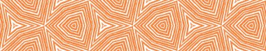 Çizgili el çizgileri, pürüzsüz desen. Turuncu simetrik kaleydoskop arka planı. Arka plan için düzenli dekoratif tasarım ögesi. Çizgili çizgili sınır çizgisi tekrarlanıyor.