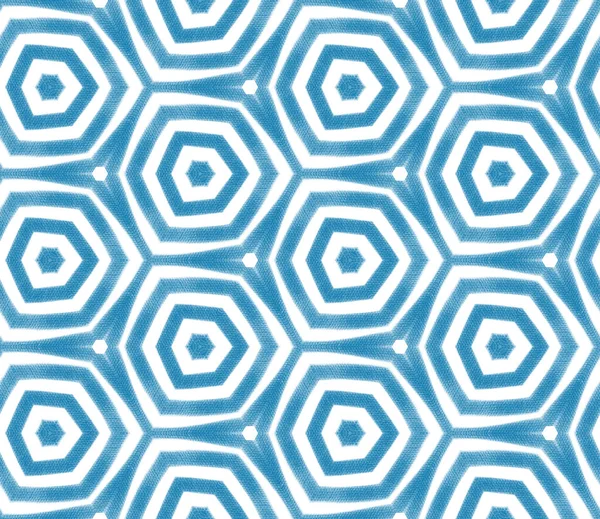 Padrão Desenhado Mão Árabe Fundo Caleidoscópio Simétrico Azul Têxtil Pronto — Fotografia de Stock