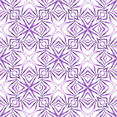 Etnik elle boyanmış desen. Mor çekici boho şık yaz tasarımı. Suluboya yaz etnik sınır düzeni. Tekstil hazır muhteşem baskı, mayo kumaş, duvar kağıdı, ambalaj..