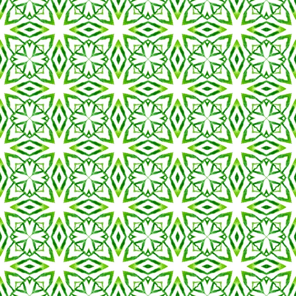 马赛克无缝图案 绿色的 漂亮的 时髦的夏季设计 纺织现成的令人印象深刻的印刷品 泳衣面料 包装材料 手绘绿色马赛克无缝边框 — 图库照片