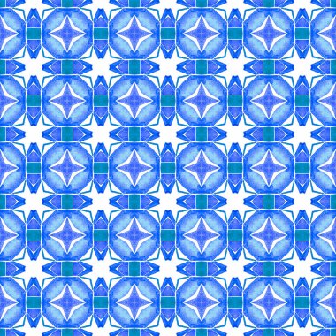 Suluboya yaz etnik sınır düzeni. Mavi harika boho şık yaz tasarımı. Tekstil hazır harika baskı, mayo kumaş, duvar kağıdı, ambalaj. Etnik el boyası desen.