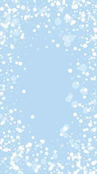 Fondo Mágico Navidad Nevada Sutiles Copos Nieve Voladores Estrellas Telón — Vector de stock