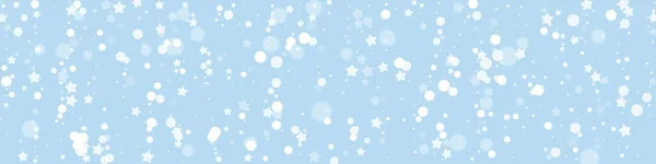 Fundo Natal Nevado Flocos Neve Voadores Sutis Estrelas Fundo Azul — Vetor de Stock