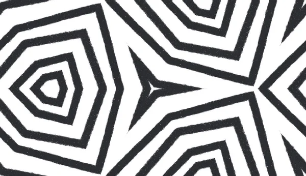 Etnische Hand Geschilderd Patroon Zwarte Symmetrische Caleidoscoop Achtergrond Textiel Klaar — Stockfoto