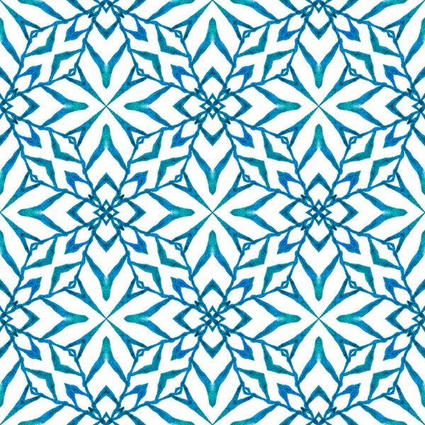 Striped Hand Drawn Design Blue Amazing Boho Chic Summer Design — Stock Photo, Image