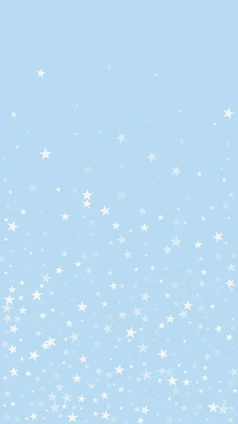 美丽的降雪圣诞节背景 淡淡的雪花和星辰在淡蓝色的冬季背景下飘扬 美丽的降雪覆盖模板 垂直矢量说明 — 图库矢量图片