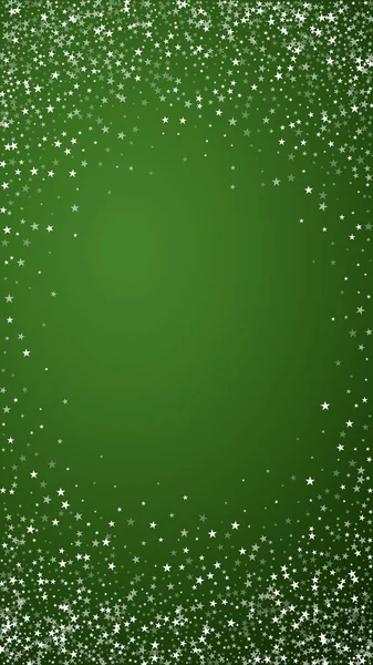 Fundo Natal Nevado Flocos Neve Voadores Sutis Estrelas Fundo Verde — Vetor de Stock