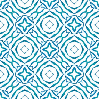 Moda organik yeşil sınır. Mavi çekici boho şık yaz tasarımı. Organik fayans. Tekstil hazır iyi görünümlü baskı, mayo kumaş, duvar kağıdı, ambalaj..