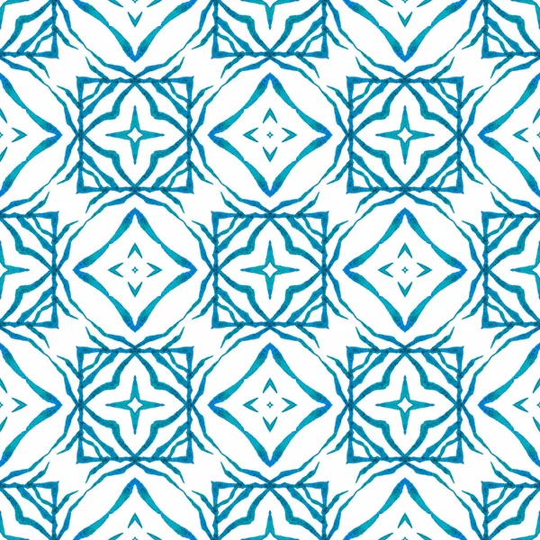 Ручная Роспись Акварели Границы Синий Потрясающий Летний Дизайн Текстиль Готовый — стоковое фото