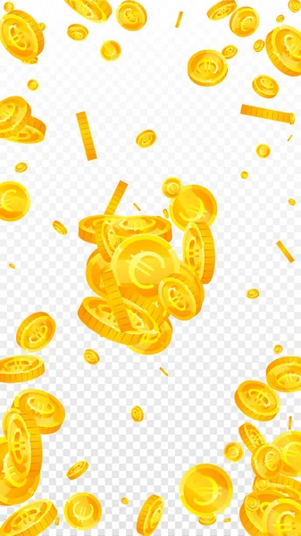 European Union Euro Coins Falling Scattered Gold Eur Coins Europe — Vector de stock