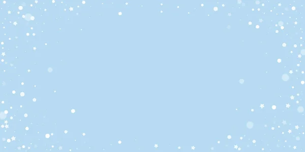 Падение Снежинки Рождественский Фон Тонкие Летящие Снежинки Звезды Голубом Фоне — стоковый вектор