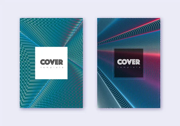 Hipster Cover Design Vorlagen Set Rot Weiß Blaue Abstrakte Linien — Stockvektor