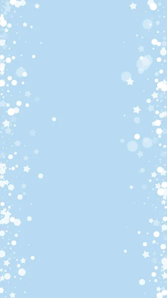 Fondo Navidad Nevado Sutiles Copos Nieve Voladores Estrellas Telón Fondo — Vector de stock