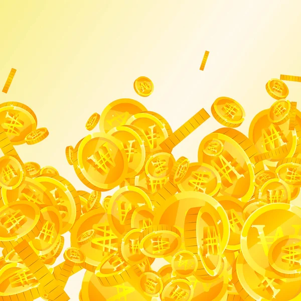 Korean Won Coins Falling Scattered Gold Won Coins Korea Money — Stockový vektor