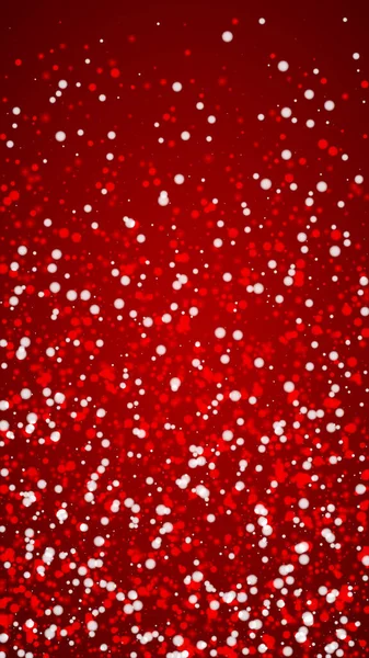 Красивый Снегопад Рождественский Фон Тонкие Летающие Снежинки Звезды Рождественском Красном — стоковый вектор