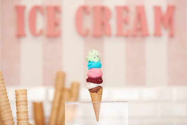 Ice Cream Closeup Picture Cold Dessert Summer Fresh Sweets — Stock Photo, Image