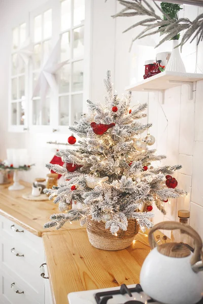 Різдвяна Прикраса Кухні Кухня Внутрішні Канікули Новорічний Дизайн — стокове фото