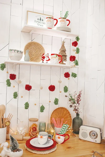 Christmas Decoration Kitchen Kitchen Interior Holidays New Year Design Stock Kép