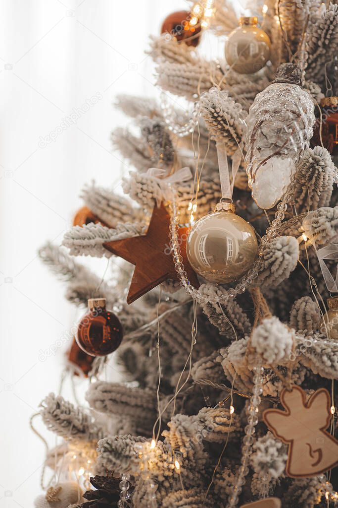 Christmas background. Xmas celebration. Christmas tree. Decorated christmas tree.