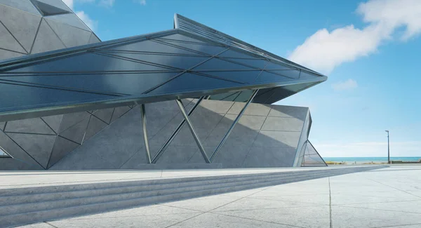 Diseño Forma Triangular Contemporáneo Moderno Edificio Arquitectura Exterior Con Vidrio — Foto de Stock