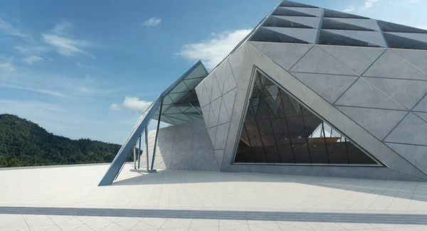 Diseño Forma Triangular Contemporáneo Moderno Edificio Arquitectura Exterior Con Vidrio — Foto de Stock