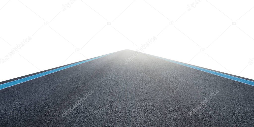Empty asphalt international race track isolated on white background with clipping path
