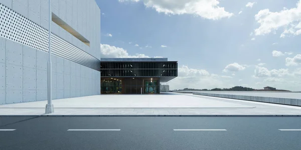 Roadside Vista Rua Com Fundos Edifícios Escritórios Renderização — Fotografia de Stock